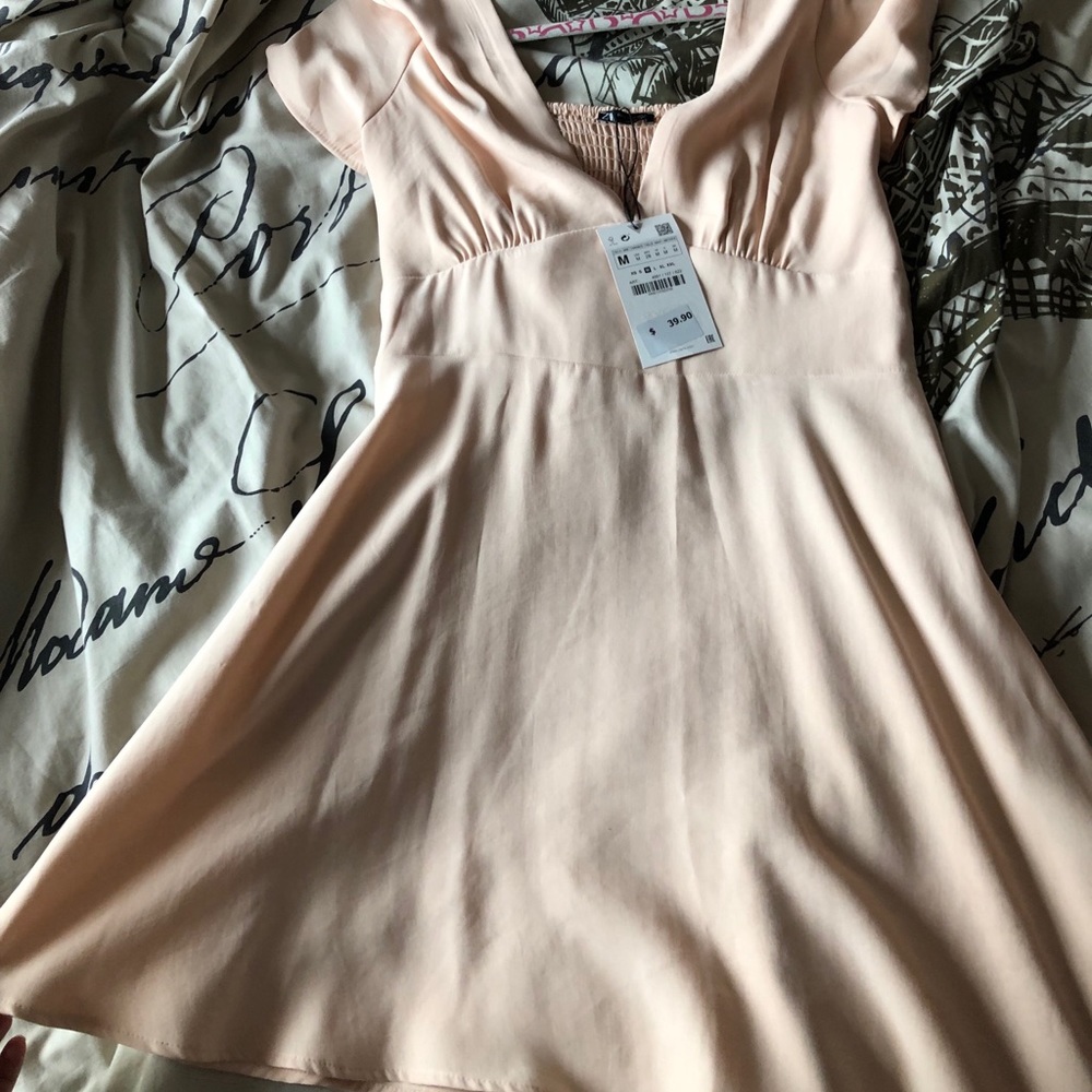 Zara nude peach dress